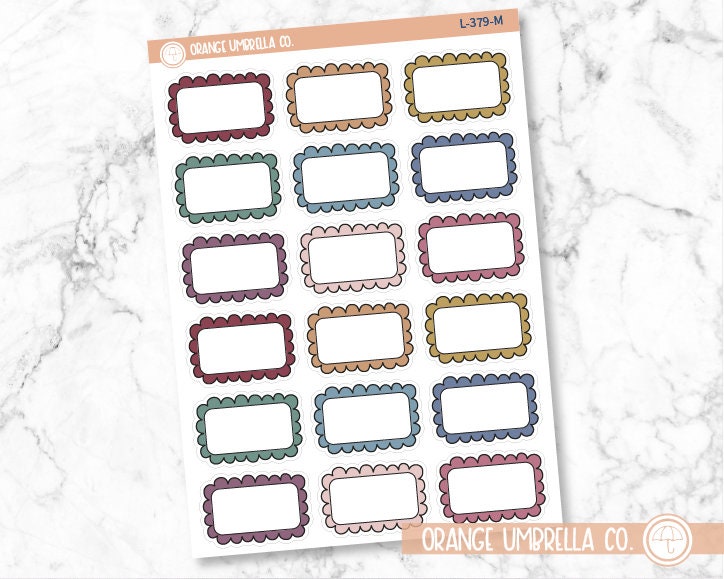 Scalloped Quarter Box Planner Stickers and Labels | L-379