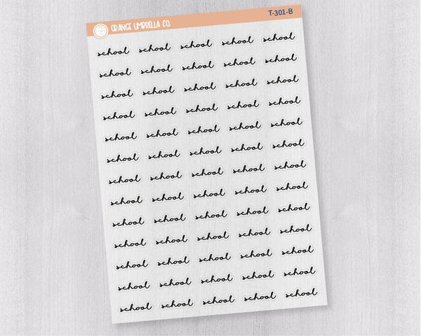 School Script Planner Stickers | F5 Clear Matte | T-301-BCM