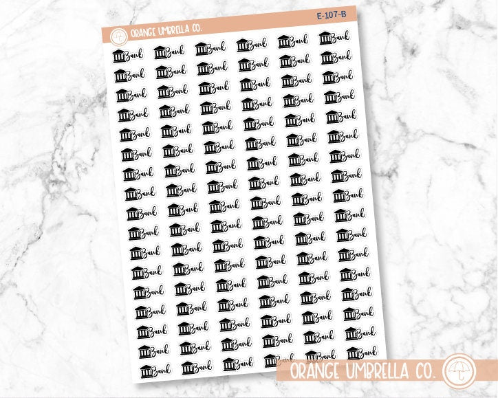 Bank Icon Script Planner Stickers and Labels | F2 | E-107 / 904-037