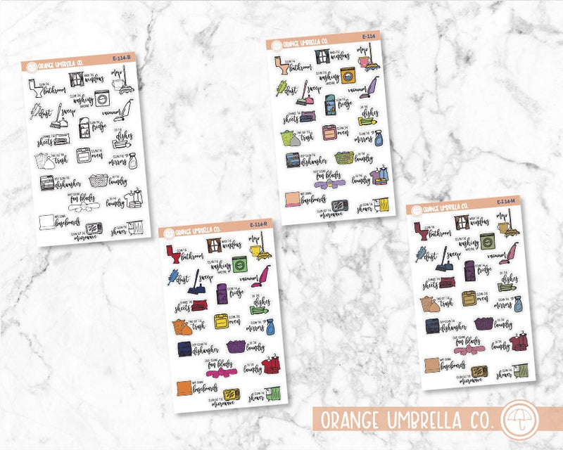 Cleaning Icon Script Planner Stickers and Labels | F7  | E-114 / 921-001-001-WH