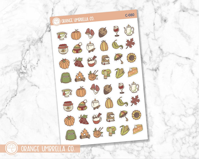 Fall Related Mixed Icon Planner Stickers | C-080