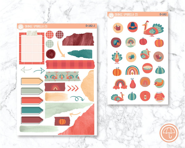 Turkey Day Kit Deco Planner Stickers | D-182