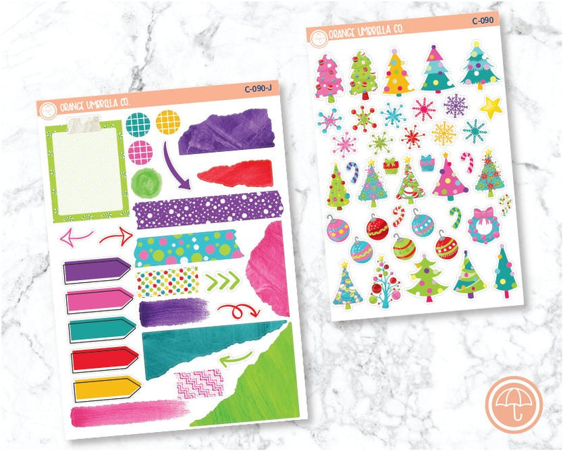 Christmas Whimsy Trees Planner Deco/Journaling Stickers | C-090