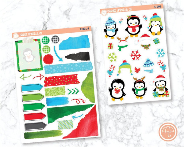 CLEARANCE | Winter Baby Penguins Planner Deco/Journaling Stickers | C-091