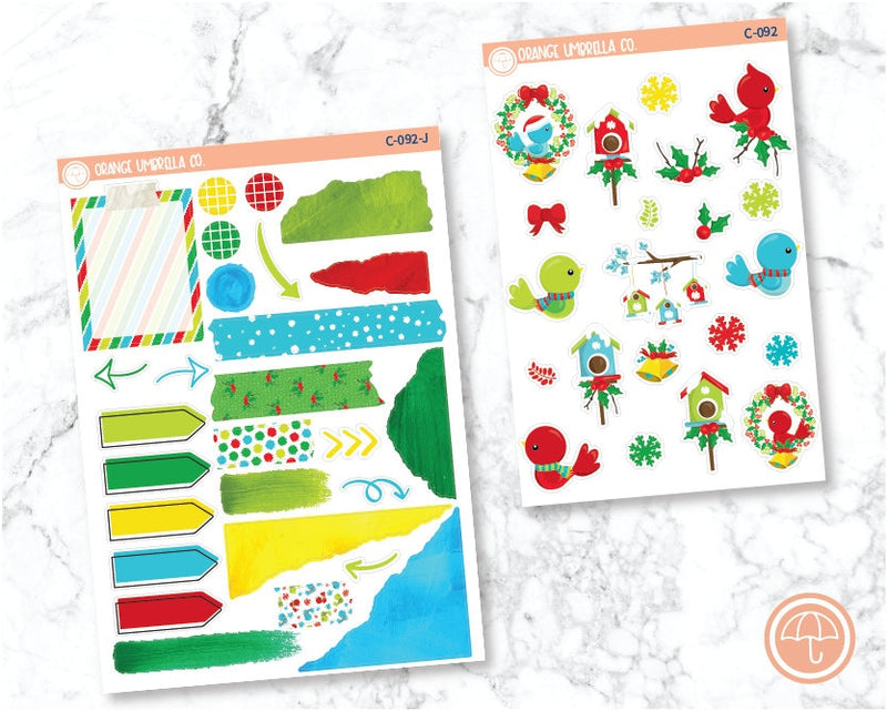 Christmas Birds Planner Deco/Journaling Stickers | C-092