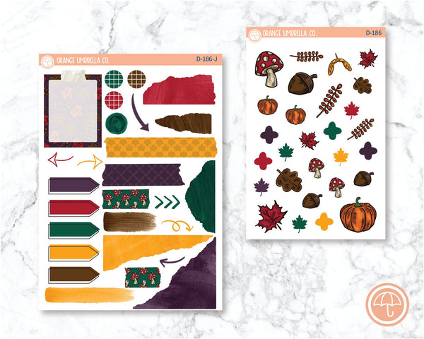 CLEARANCE | Midnight Autumn Kit Deco Planner Stickers | D-186