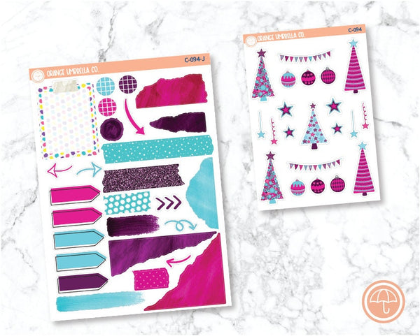 Holiday Trees - Pink Planner Deco/Journaling Stickers and Labels | C-094