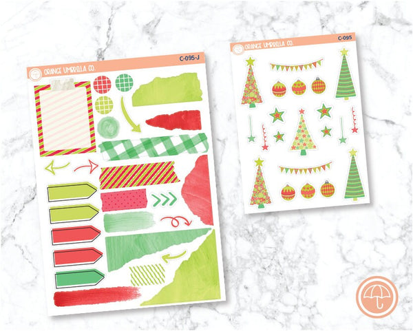 CLEARANCE | Holiday Trees - Green Planner Deco/Journaling Stickers | C-095