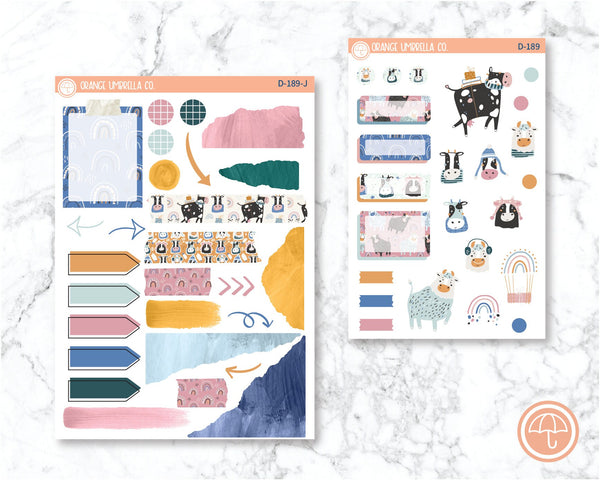 Winter Cows Kit Deco Planner Stickers | D-189
