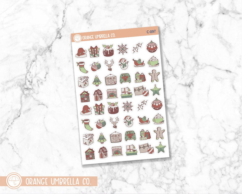 Christmas Related Mixed Icon Planner Stickers | C-097