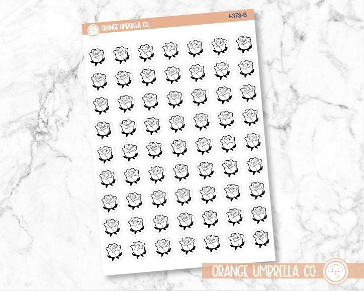 Rose Doodle Icon Planner Stickers | I-378