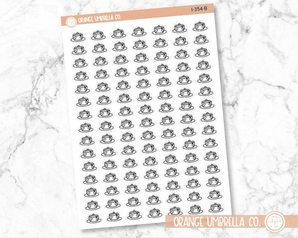 Tea Cup/Coffee Doodle Icon Planner Stickers | I-354-B