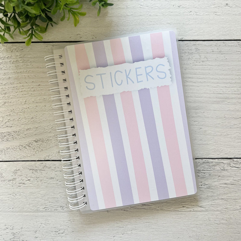 Pink and Purple Stripes Reusable Sticker Storage Album For Planner Sticker and Labels | Album14