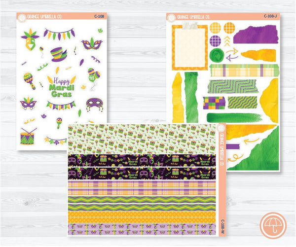 CLEARANCE | Mardi Gras Planner Deco/Journaling Stickers | C-108