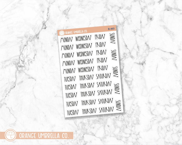 CLEARANCE | A5 Daily Duo Day of the Week Header Script Planner Stickers | FC12 | B-493-B