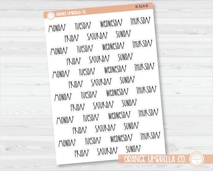 CLEARANCE | 7x9 Plum Daily Day of the Week Header Script Planner Stickers | FC12 print | B-514-B