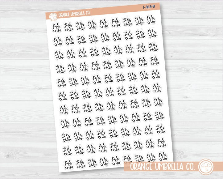 Music Notes Doodle Icon Planner Stickers | I-363-B