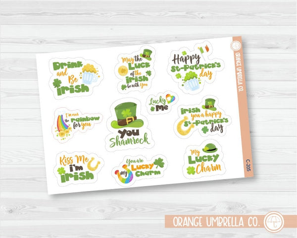 CLEARANCE | St. Patrick's Day Deco Quotes Planner Stickers | C-205