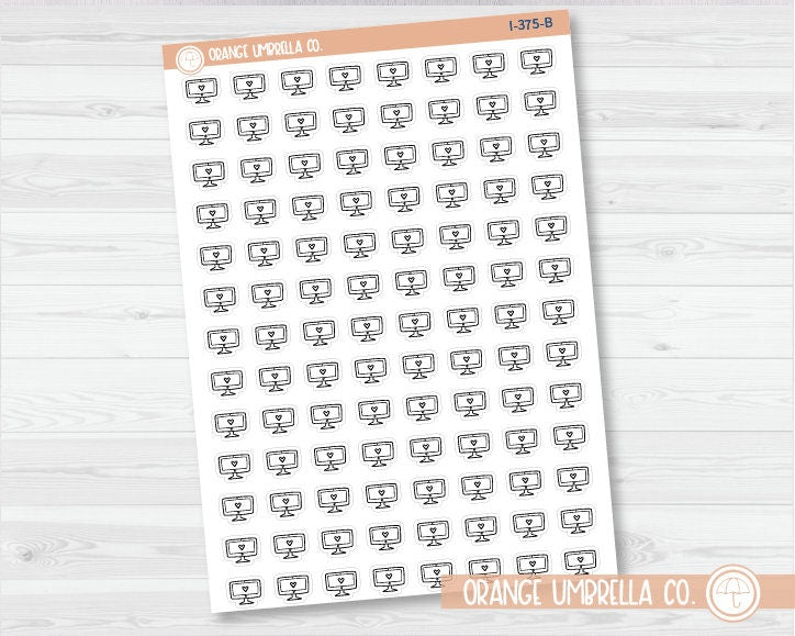 Computer Monitor Doodle Icon Planner Stickers | I-375-B