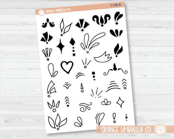 CLEARANCE | Black & White Design Elements Planner Stickers | C-208-B