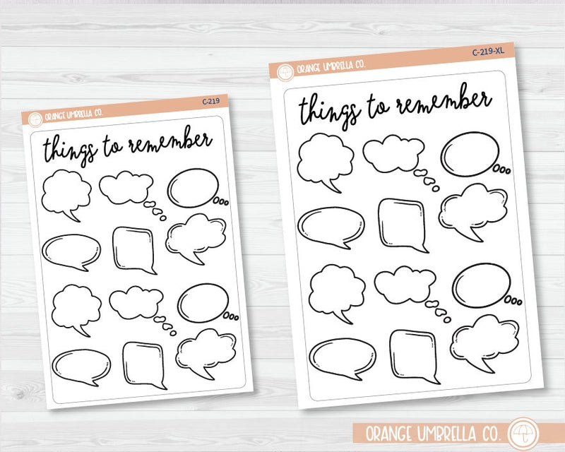 Things to Remember Tracker Full Page A5 & XL Size Deco Planner Stickers | C-219