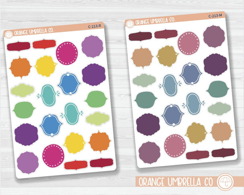 CLEARANCE | Solid Color Decorative Boxes/Frames Planner Stickers | C-213