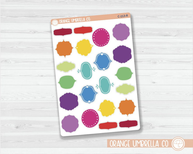 CLEARANCE | Solid Color Decorative Boxes/Frames Planner Stickers | C-213