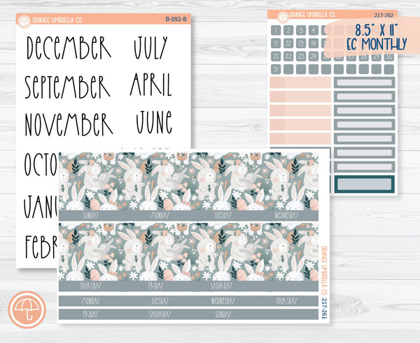 CLEARANCE | 8.5 ECLP Monthly Planner Kit Stickers | Easter Garden 217-261