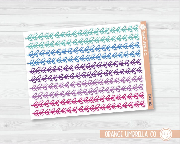 CLEARANCE | Leaf vine Double Rounded Washi Strips Planner Stickers | C-236