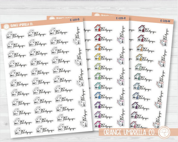 Pay Mortgage Icon Script Planner Stickers and Labels | FC11 | E-109