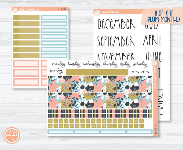 CLEARANCE | 8.5x11 Plum Monthly Planner Kit Stickers | Pick Me 215-231