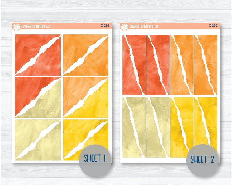 Watercolor Journaling Sheet Planner Stickers & Labels | White or Clear Matte Yellow/Orange | C-229-C-235