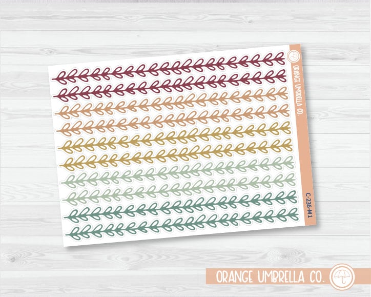 CLEARANCE | Leaf vine Double Rounded Washi Strips Planner Stickers | C-236