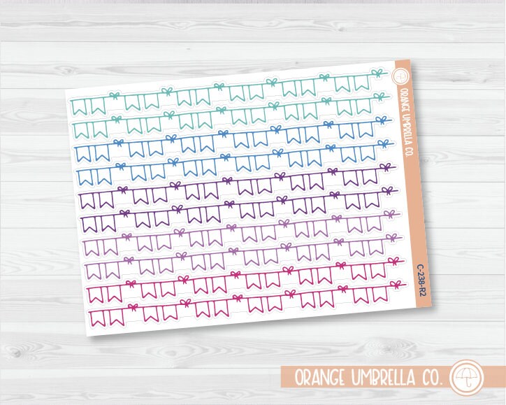 CLEARANCE | Banner with Bows Vine Washi Strips Planner Stickers | C-238