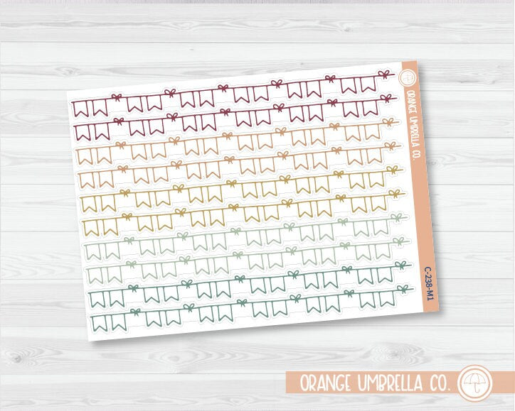 CLEARANCE | Banner with Bows Vine Washi Strips Planner Stickers | C-238