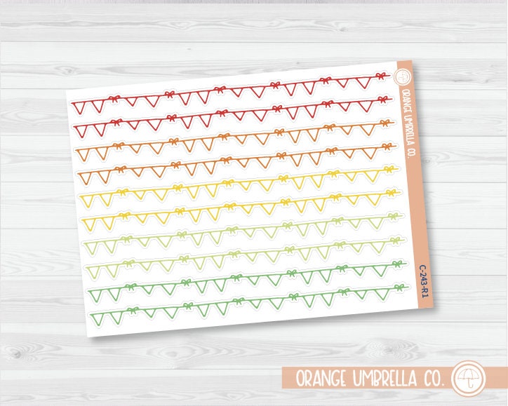 CLEARANCE | Pennant Banner with Bows Washi Strips Planner Stickers | C-243