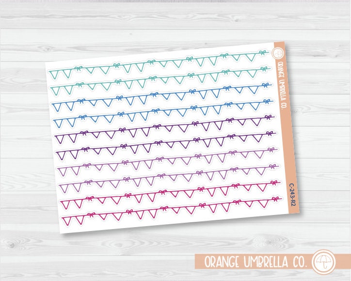 CLEARANCE | Pennant Banner with Bows Washi Strips Planner Stickers | C-243