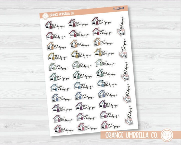 Pay Mortgage Icon Script Planner Stickers and Labels | FC11 | E-109