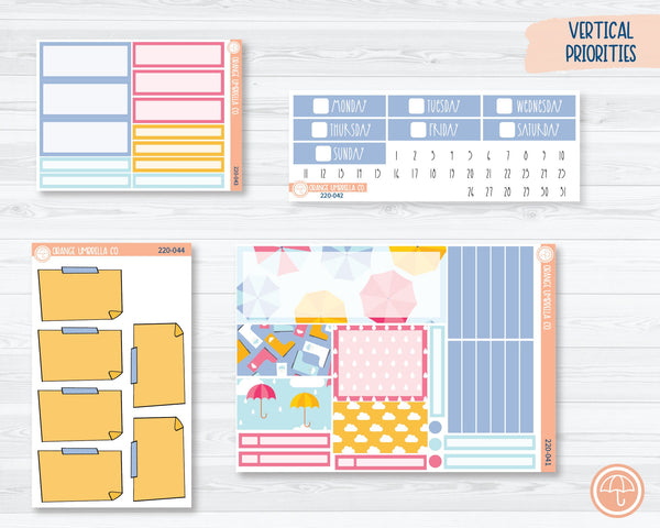 CLEARANCE | Plum Vertical Priorities Planner Kit Stickers | Umbrella Parade 220-041