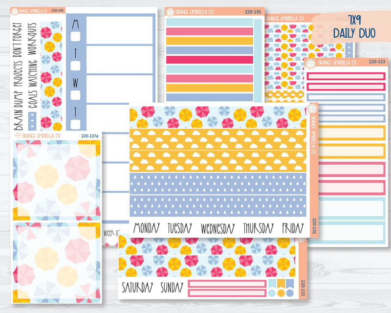7x9 Daily Duo Planner Kit Stickers | Umbrella Parade 220-131