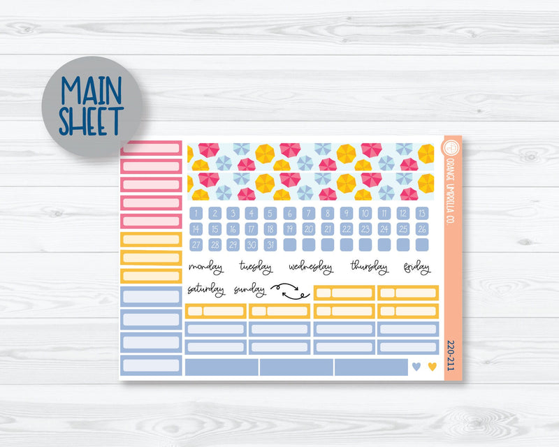 CLEARANCE | A5 Plum Monthly Planner Kit Stickers | Umbrella Parade 220-211