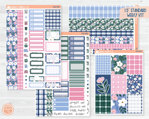 CLEARANCE | Weekly Planner Kit Stickers | Spring Gingham 222-001