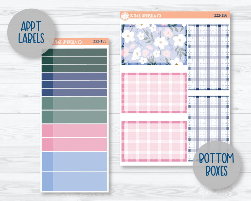 CLEARANCE | 7x9 Plum Daily Planner Kit Stickers | Spring Gingham 222-151