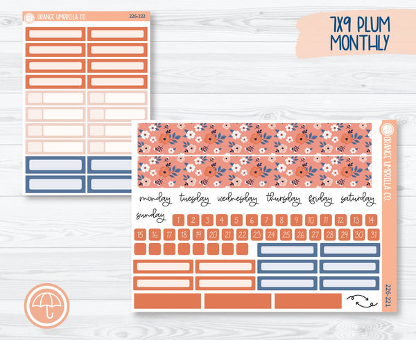 7x9 Plum Monthly Planner Kit Stickers | Flowers for Mom 226-221