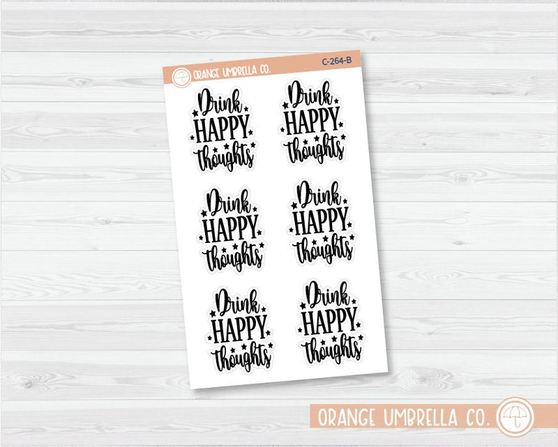 Drink Happy Thoughts Coffee Quote Planner Stickers | C-264-B