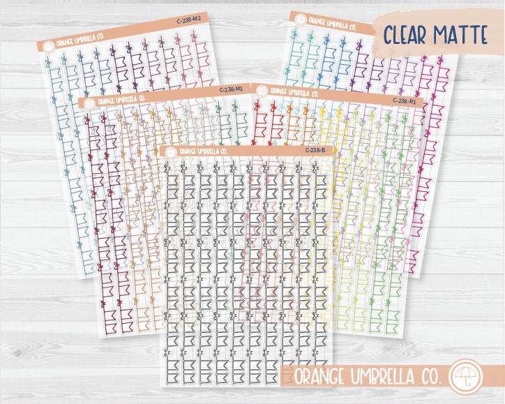 Banner with Bows Vine Washi Strips Planner Stickers | Clear Matte | C-238-CM