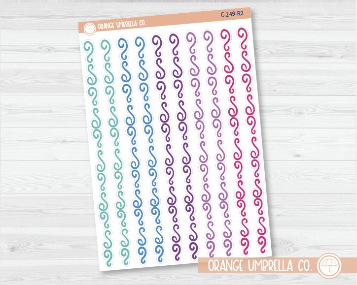 Swirl Line Pattern Washi Strips Planner Stickers and Labels | Clear Matte | C-249-CM