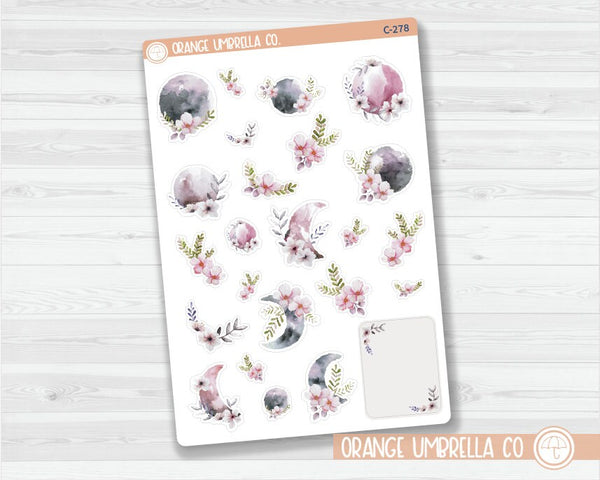 CLEARANCE | Floral Moon Deco Planner Stickers | C-278