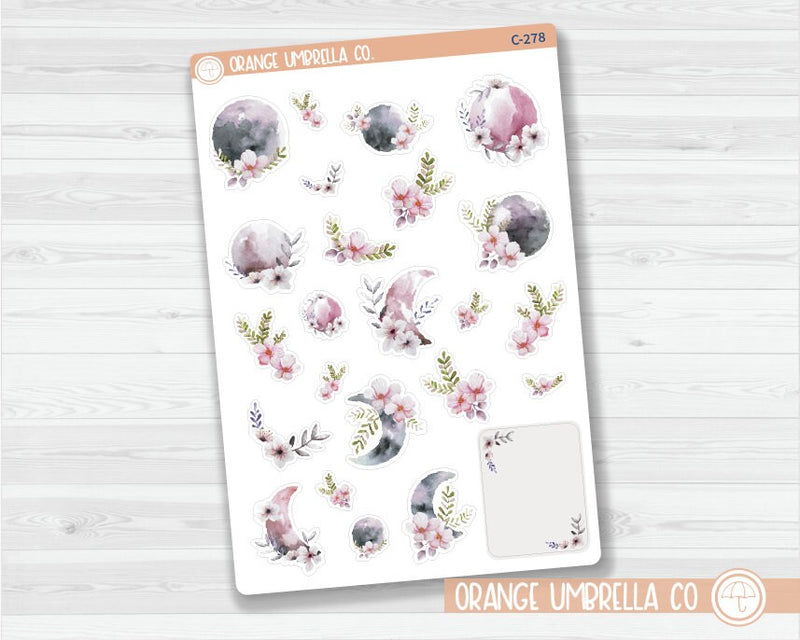 CLEARANCE | Floral Moon Deco Planner Stickers | C-278