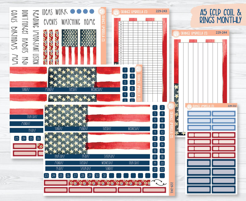 CLEARANCE | A5 EC Dashboard Monthly Planner Kit Stickers | We Remember 229-241